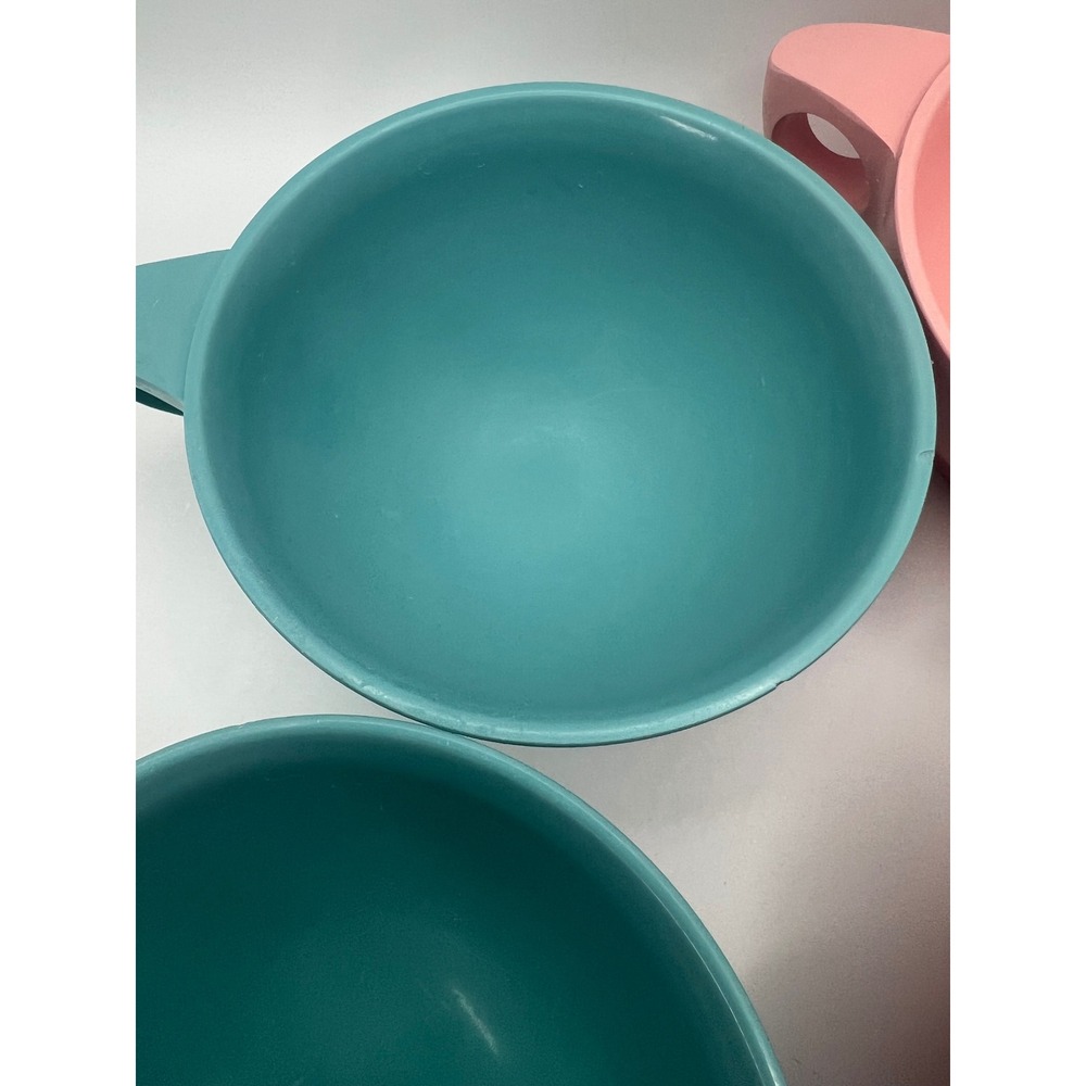BoontonWare Melamine Tea Cups Lot of 4 Pink Turquoise Teal USA Vtg MCM Kitsch - Picture 6 of 8